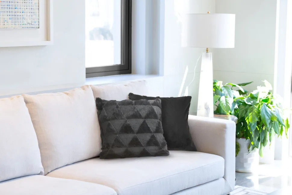 Nyla Soft Plush Triangle Black Cushion Cover