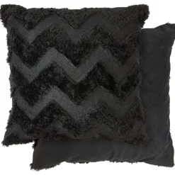 Nyla Soft Plush Zig Zag Black Cushion Cover
