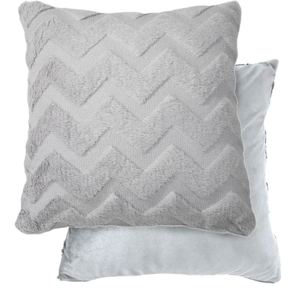 Nyla Soft Plush Zig Zag Silver Cushion Cover