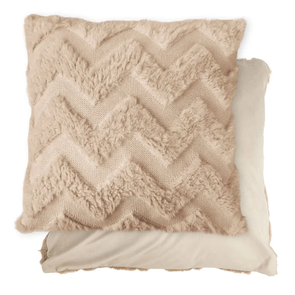 Nyla Soft Plush Zig Zag Taupe Cushion Cover