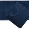Orkney Latex Back Navy 2pc Bath Mat Set