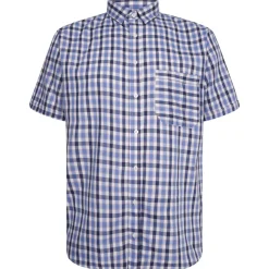 Outsize Check Short Sleeve Shirt Navy & White