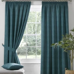Pembrey Teal Readymade Tape Top Curtains