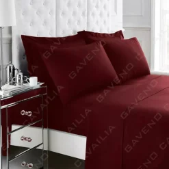 Percale Fitted Sheet Burgundy by Gaveno Cavailia