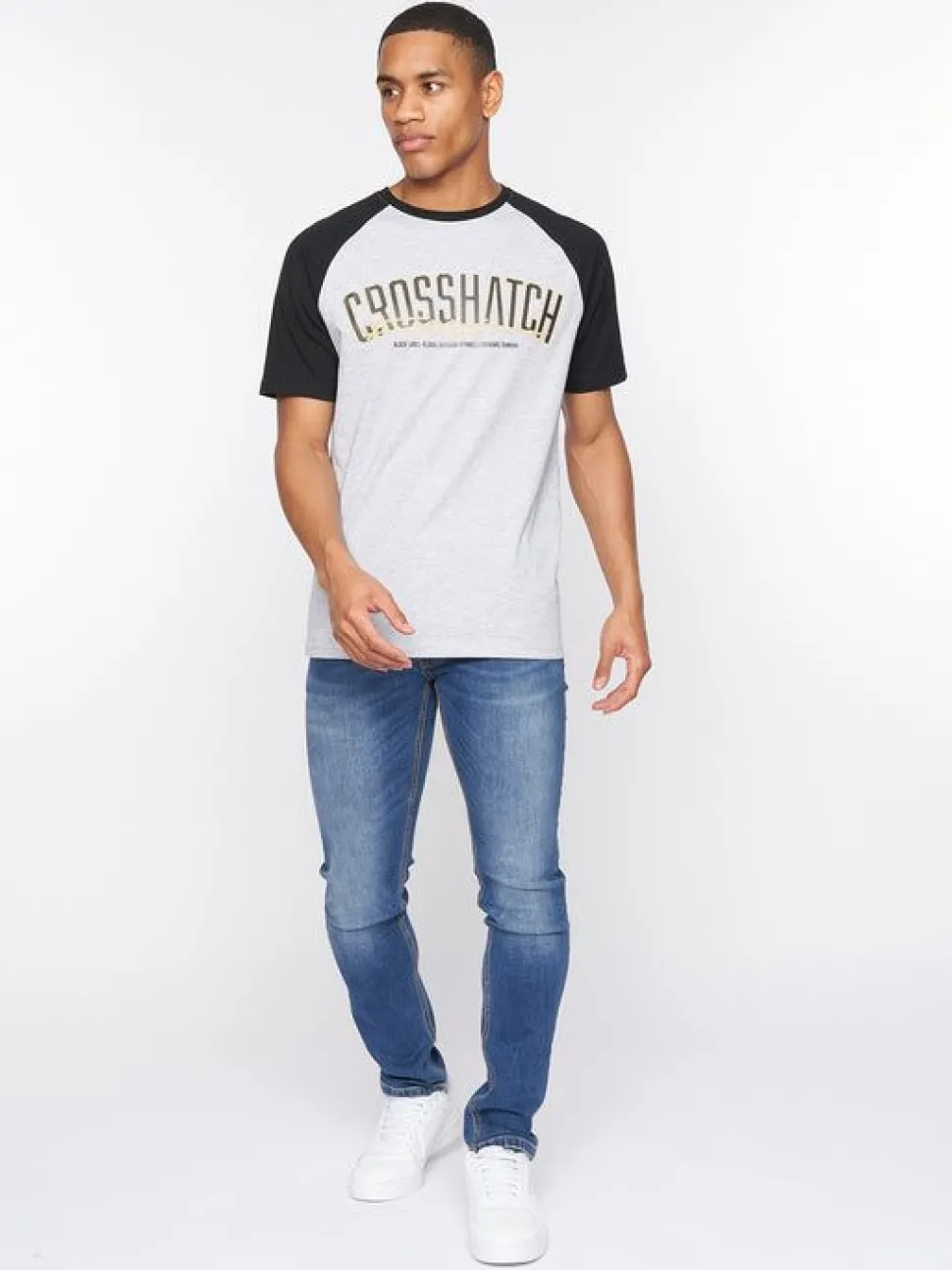 Plotmar T-Shirt Black/Light Grey Marl by Crosshatch
