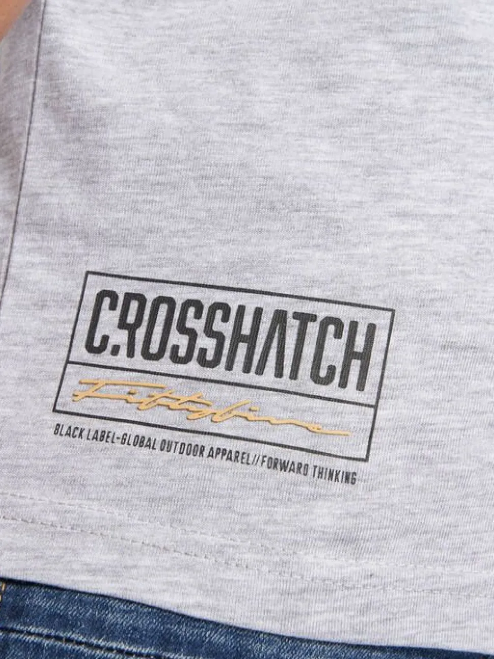 Plotmar T-Shirt Black/Light Grey Marl by Crosshatch