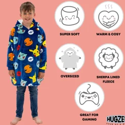 Pokemon Badges Hugzee Hooded Blanket Medium