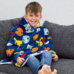 Pokemon Badges Hugzee Hooded Blanket Medium