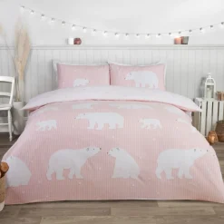 Polar Bear Blush Brushed Cotton Duvet Cover Set