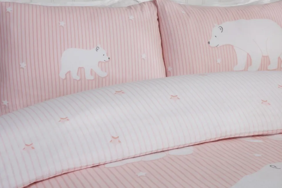 Polar Bear Blush Brushed Cotton Duvet Cover Set