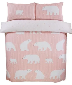 Polar Bear Blush Brushed Cotton Duvet Cover Set