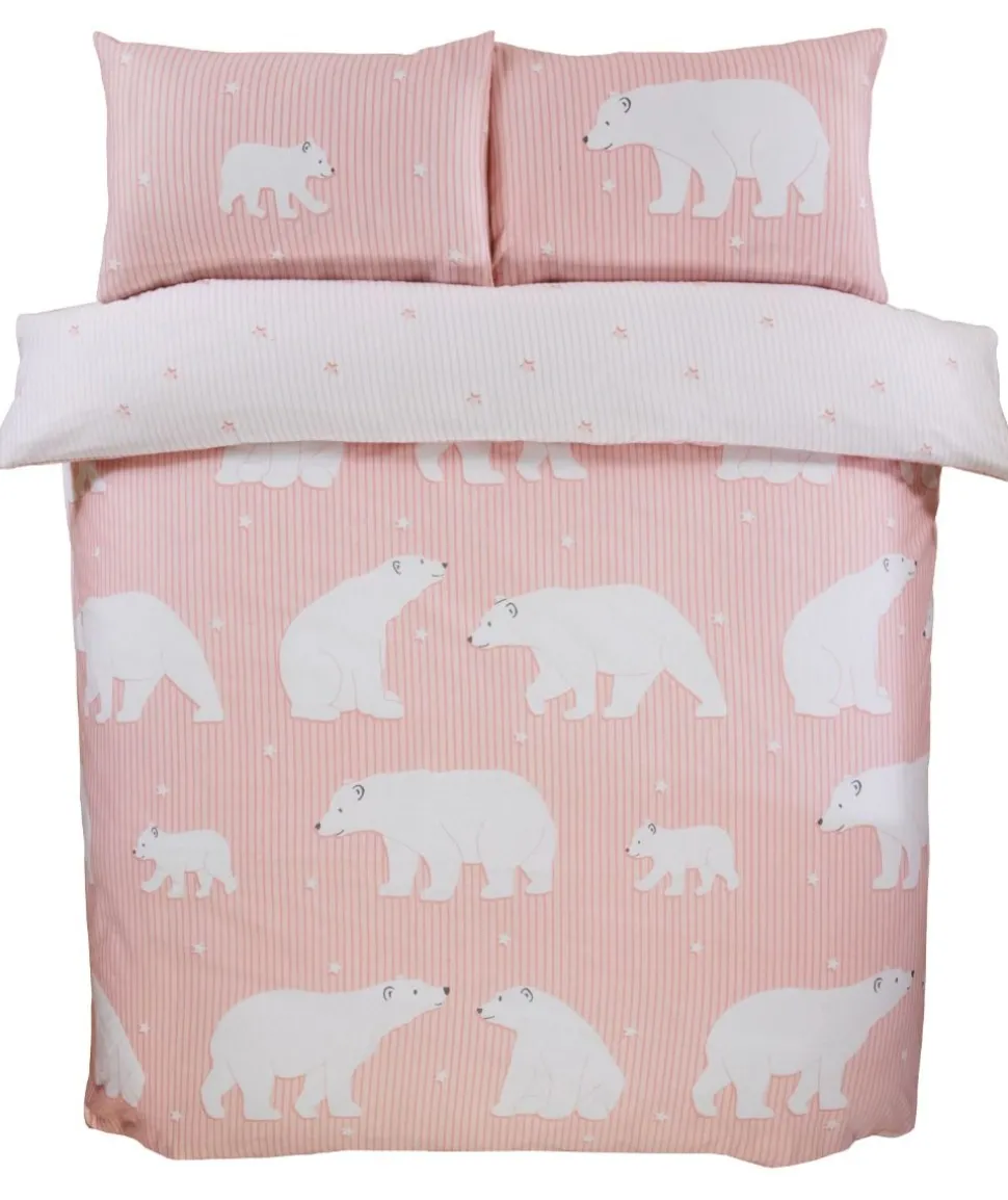 Polar Bear Blush Brushed Cotton Duvet Cover Set