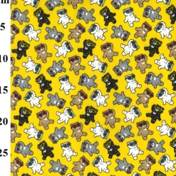 Polycotton Bear Printed Yellow Fabric - Price by the Metre