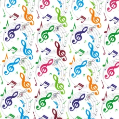 Polycotton Notes Printed Multi Colour Fabric - Price by the Metre