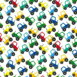 Polycotton Tractors Printed Multi Colour Fabric - Price by the Metre