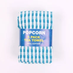 Popcorn Tea Towels Blue 5 Pack