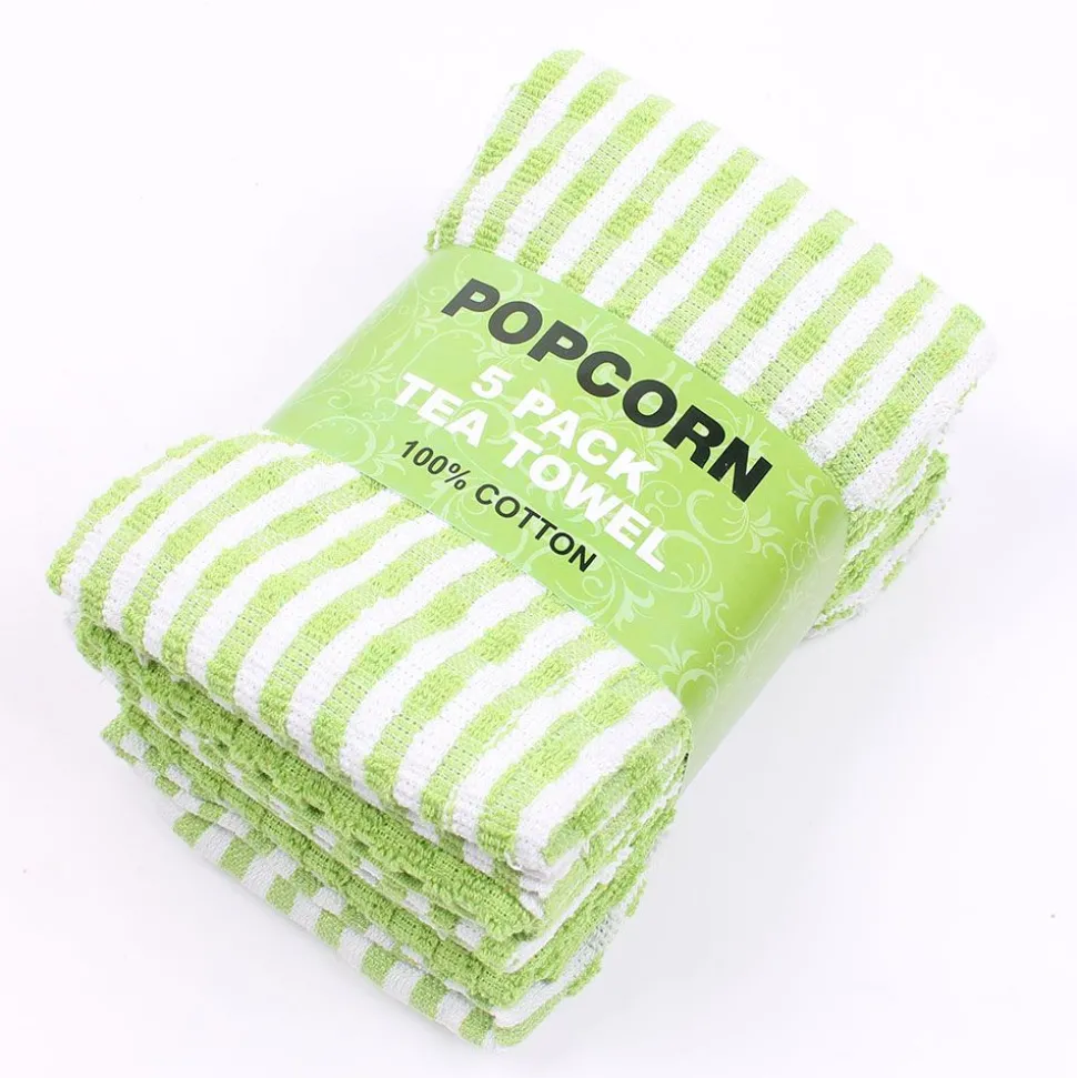 Popcorn Tea Towels Green 5 Pack
