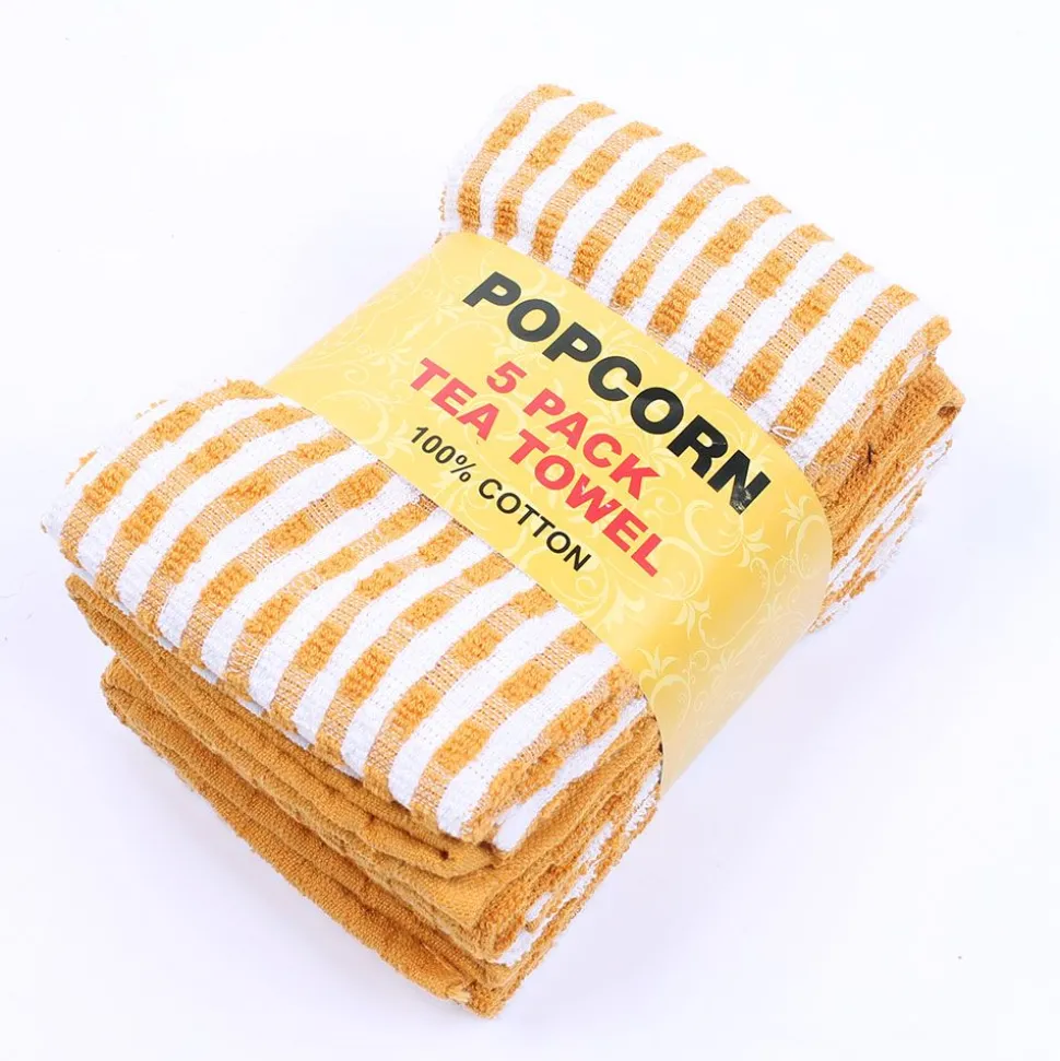 Popcorn Tea Towels Yellow 5 Pack