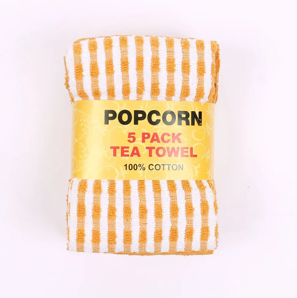Popcorn Tea Towels Yellow 5 Pack