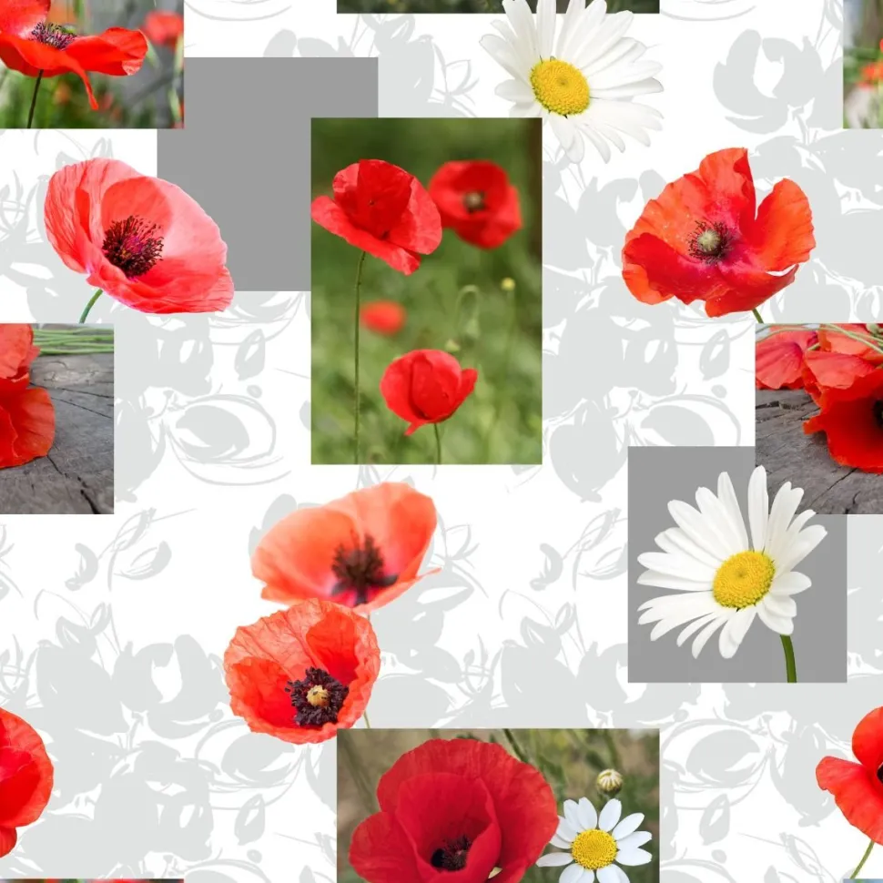 Poppy Oil Cloth Tablecloth B150 - Price by the Metre