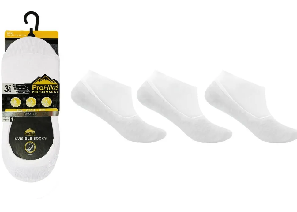 Pro Hike Invisible Sock 3 Pack White