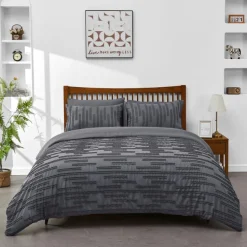 Quincy Tufted Duvet Cover Set Charcoal