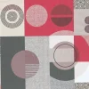Red and Grey Abstract Print PVC Oil Cloth - Price by the metre
