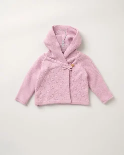 Rock-A-Bye Baby Boutique Double Knit Hooded Wrap Cardigan - Pink