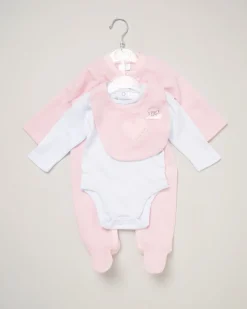 Rock-A-Bye Baby Boutique 3-Piece Pink Dungaree Set