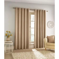 Savoy Blackout Eyelet Curtains Sand