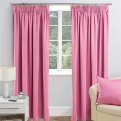 Serenity Thermal Woven Ready Made Curtains Pair Pink