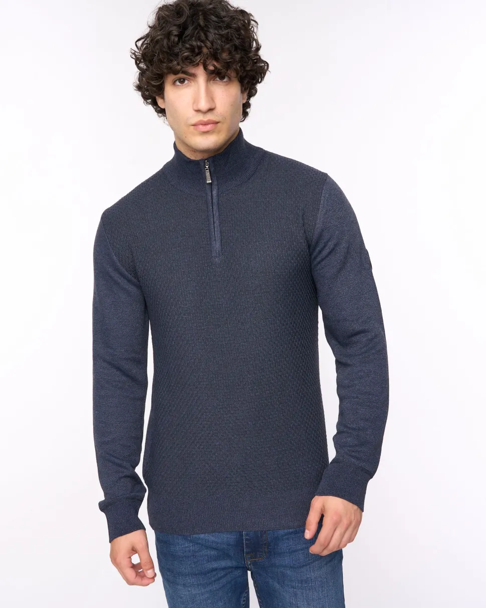 Seymour Funnel Neck Knit Navy Bewley & Ritch