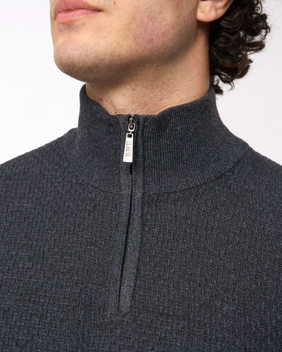 Seymour Funnel Neck Knit Black Marl Bewley & Ritch