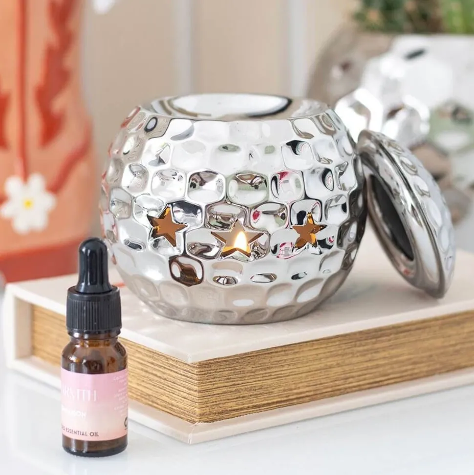 Silver Disco Ball Ceramic Oil Burner