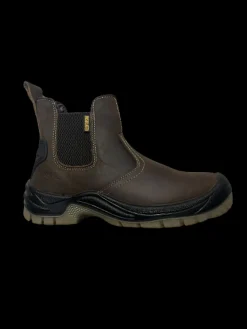Slip On Leather Safety Boots Brown