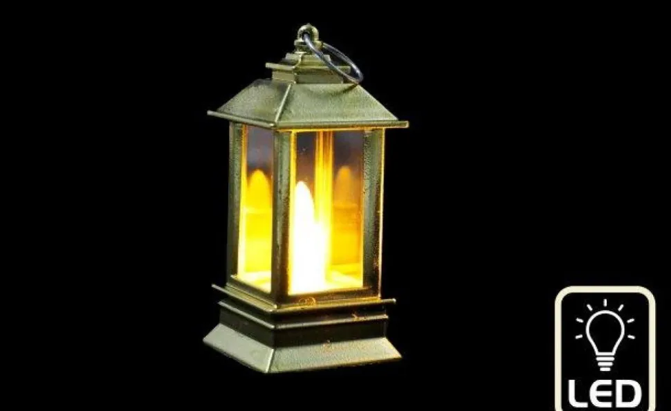 Small LED Lantern Gold 4x9cm