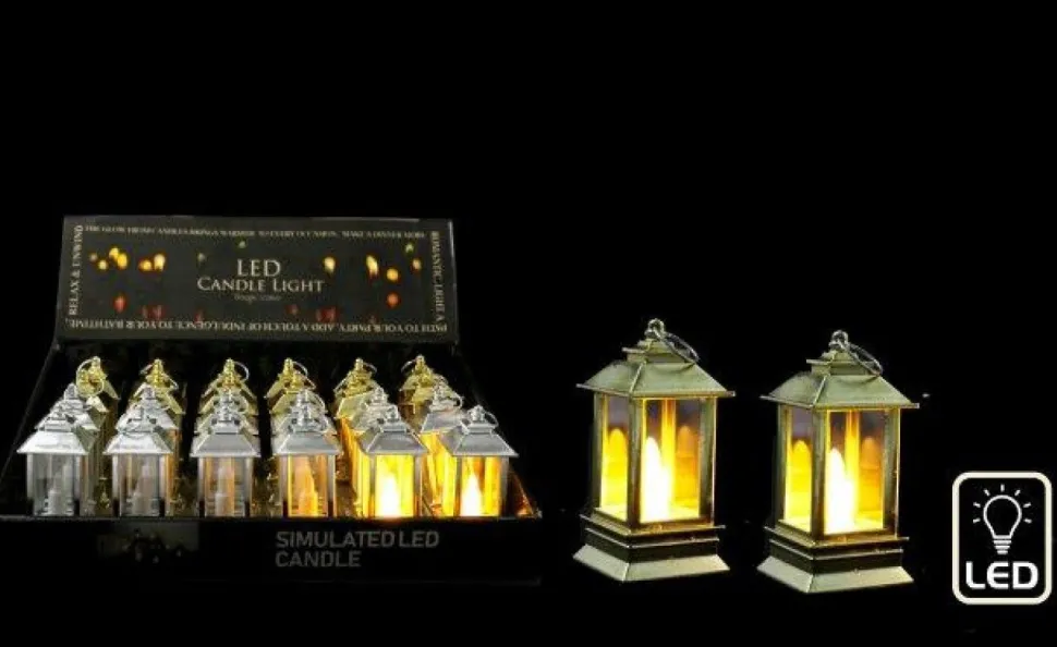 Small LED Lantern Gold 4x9cm