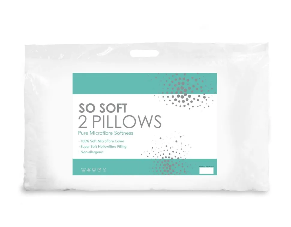 So Soft Microfibre Twin Pack Pillow by Bedroom Couture Soft Support - Made in Ireland