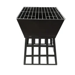 Square Fire Pit with Grill - Black