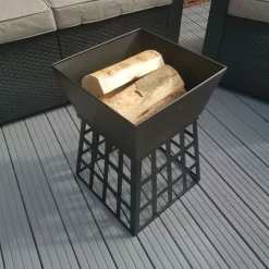 Square Fire Pit with Grill - Black