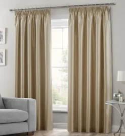 Tape Top Curtains Faux Silk Latte