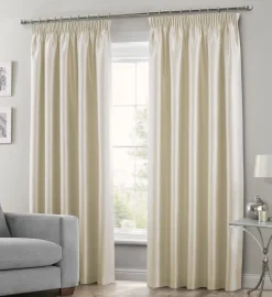 Tape Top Curtains Faux Silk Cream