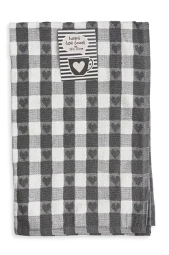 Tea Towel Heart Charcoal