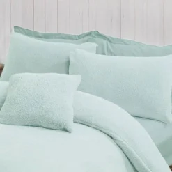 Teddy Pillow Case Pair Ice Blue