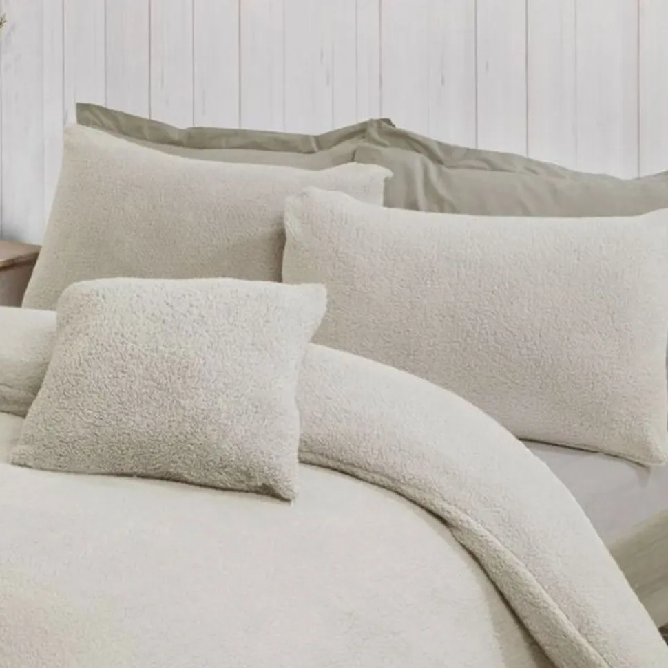 Teddy Pillow Case Pair Natural