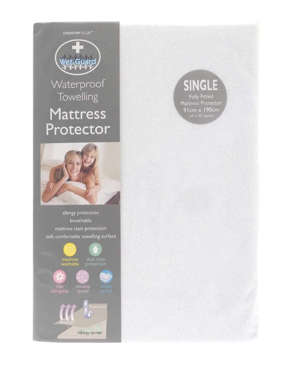 Terry Towelling Waterproof Mattress Protector by Country Club