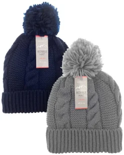 Thermal Lined Knitted Bobble Hats