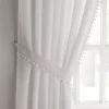 Tobago Lined Tape Top Curtain Pair White