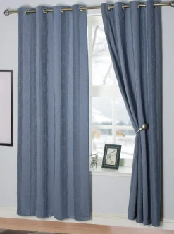 Toulon Interlined Eyelet Curtains Midnight