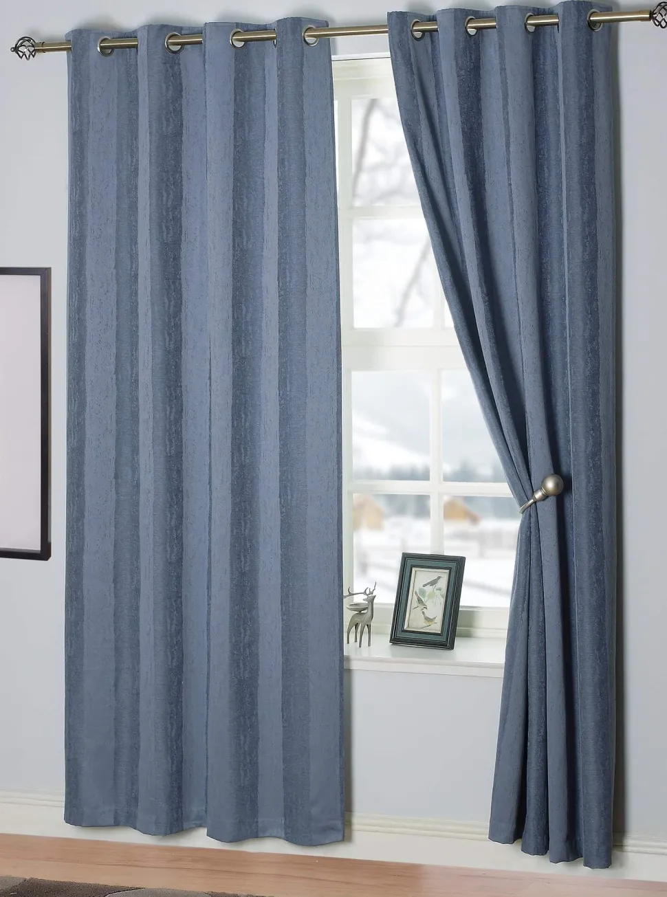 Toulon Interlined Eyelet Curtains Midnight